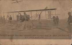 Hoxsey Ready to Start on his Last Flight Dec 31 1910 in Which he Lost his Life Aviators Postcard Postcard Postcard