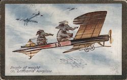 People of weight on "Latham's" Aeroplane Aircraft Postcard Postcard Postcard