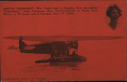Amelia Ehrhardt, Wm. Stultz, and L. Gordon and monoplane "Friendship" Postcard
