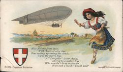 Dirigible - Miss Milano from Italy Poem Airships Postcard Postcard Postcard