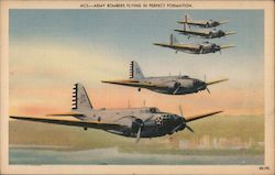 Army Bombers Flying in Perfect Formation Postcard