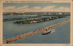 Aerial View of Causeway and Islands of Biscayne Bay Miami, FL Postcard Postcard Postcard