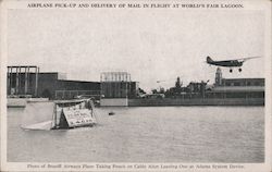 Airplane Pick-up and Delivery of Mail in Flight at World's Fair Lagoon Postcard