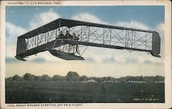 Fool Proof Biplane Starting off on a Flight - Kelly Field Postcard