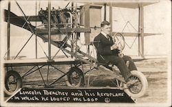 Lincoln Beachey and His Aeroplane in Which He Looped the Loop Postcard