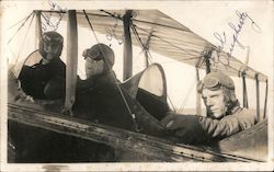 Three Aviators in a Plane - Autographs Postcard Postcard Postcard
