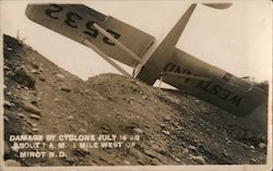 Plane Damaged by Cyclone July 16, 1928 Postcard