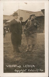 Rare 1910 Wright Brothers & Hubert Latham Postcard