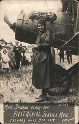 Katherine Stinson ready for First Aerial Service Mail July 9th, 1918 Postcard