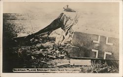 WWI German Plane Brought Down Near Nesle (Somme) Postcard