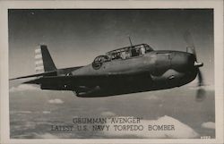 Grumman "Avenger" Latest U.S. Navy Torpedo Bomber Postcard