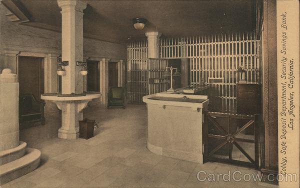 Lobby, Safe Deposit Department, Security Savings Bank Los Angeles California