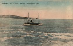 Steamer "Sea Foam" leaving Mendocino, Cal Postcard