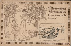 Winter in California / Winter Back East Postcard