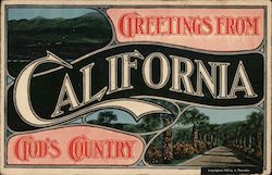 Greetings from California God's Country Postcard