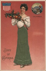 Silk State of California State Girls Postcard Postcard Postcard