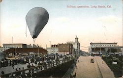 Balloon Ascension, Long Beach, Cal. Postcard