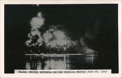 Tanker Markay Explodes at Los Angeles Harbor June 22, 1947 Postcard