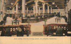 Main Lobby, Security Savings Bank Postcard