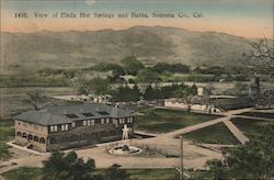 View of Eleda Hot Springs and Baths, Sonoma Co. Postcard