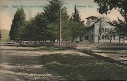 High School and Broadway Postcard