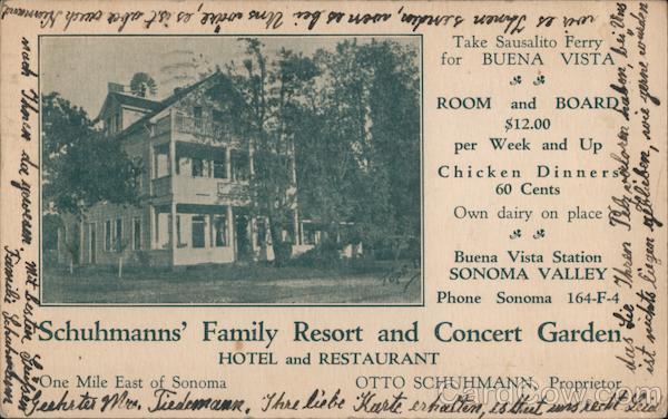 Schuhmanns' Family Resort and Concert Garden Sonoma California