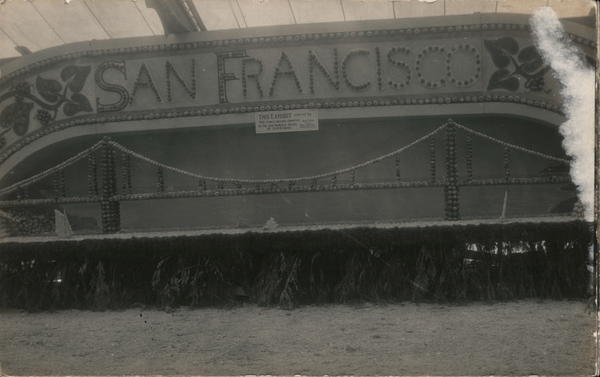 San Francisco GG Bridge exhibit made of citrus fruit California
