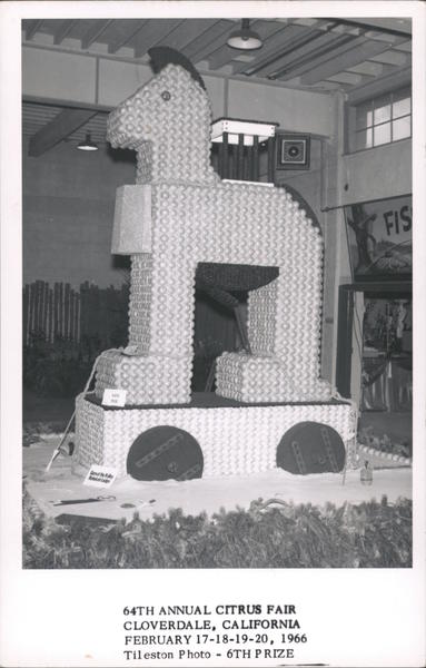 64th Annual Citrus Fair Trojan Horse Made of Fruit Cloverdale California