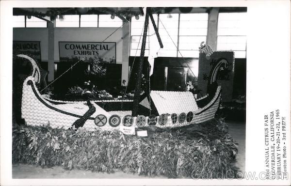 63rd Annual Citrus Fair Viking Ship Made of Fruit Cloverdale California