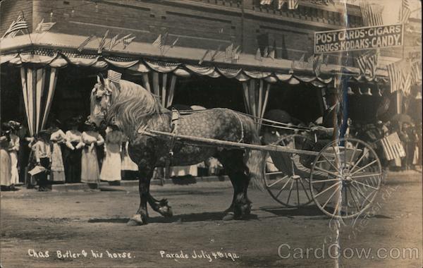 Chas Butler & his horse Parade July 4h 1914 Calistoga California