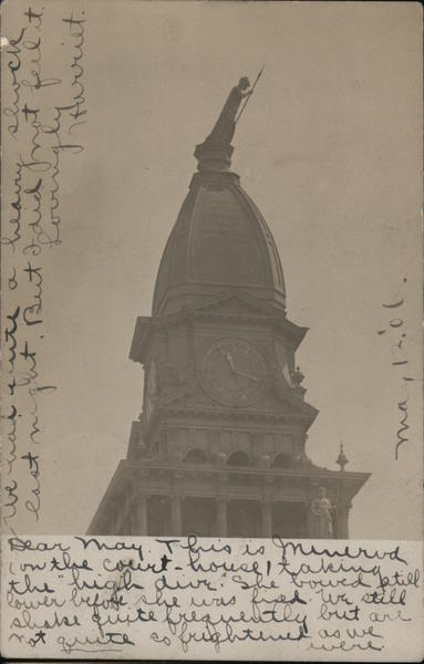 Minerva Leaning Atop the Humboldt County Courthouse - Earthquake Eureka California