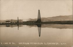 A Lake of Oil, American Petroleum Co. Coalinga, CA Postcard Postcard Postcard
