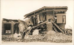 A Man in Front of a Destroyed House Postcard