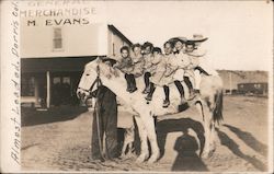 Burro with eight children Dorris, CA Postcard Postcard Postcard