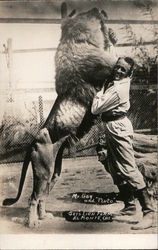 Mr. Gay and "Pluto" - Gay's Lion Farm Postcard