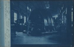 Man next to large generator, Electra Powerhouse Postcard