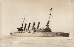 USS Milwaukee Stranded on Samoa Beach, January 1917 Postcard