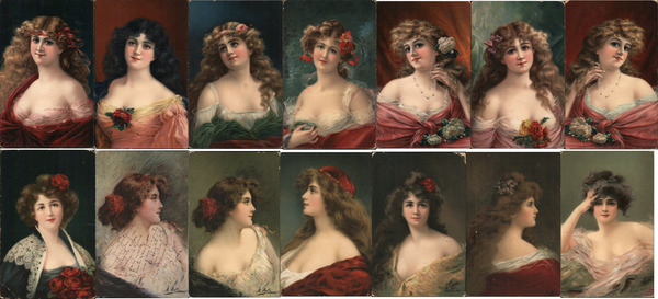 Lot of 14: Beautiful Women Portraits Artist Signed