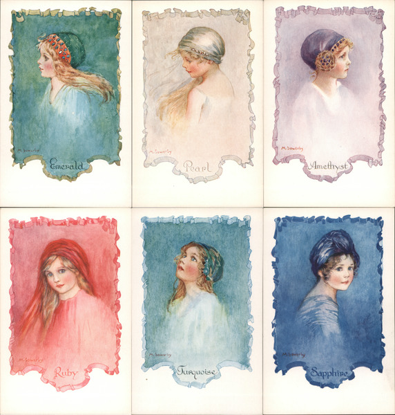 Set of 6: Little Jewels Series M. Sowerby Artist Signed