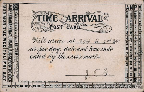 Time Arrival Post Card - Mark date and time of arrival