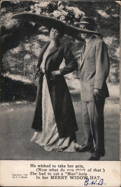 Woman with Huge Hat Man-hole Hats