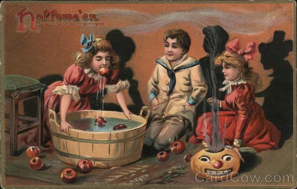 Hallowe'en children bobbing for apples Series 150 Halloween