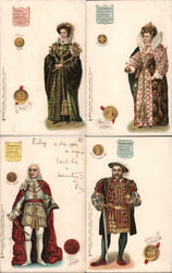 Lot of 4: "Kings & Queens of England" Series Postcard
