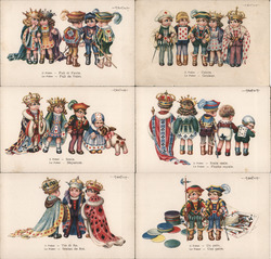 Lot of 6: Children as Royalty Postcard