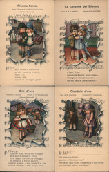 Lot of 4: Italian Children, Sheet Music Postcard