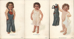 Set of 3: Overalls / Underalls / All and Alls Girls Postcard Postcard Postcard