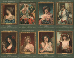 Set of 8: Lefevre-Utile Biscuit LU Artist Signed Alphonse Mucha Postcard Postcard Postcard