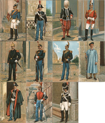 Set of 11: Italian Military Soldier's Uniforms Italy Postcard Postcard Postcard