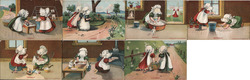 Complete Set of 7: Sunbonnet Babies Days of the Week Postcard