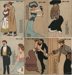 Set of 6 Hold to Light Postcards: Couples, Women Postcard